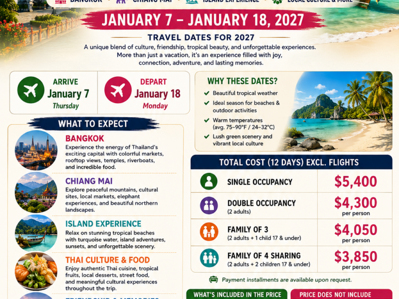 2027: January 7-19 (7 Spots Available)